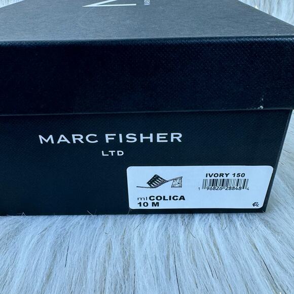 Marc Fisher Colica Block Heel Sandals Ivory Woven Mules Slip On Summer Size 10M - Picture 9 of 9